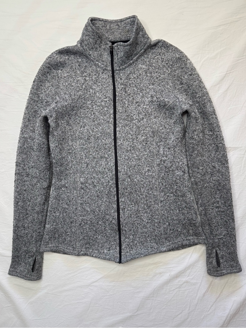 Danskin Now - Heathered Gray Fleeced Knit Full-Zip Utility Jacket